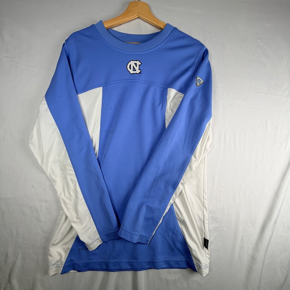 Jordan North Carolina Tar Heels XL Blue White Dri-FIT Long Sleeve Shooting Shirt